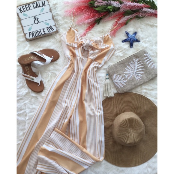 Marigold & Marabell Striped Tie Front Jumpsuit - Picture 2 of 7